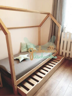 Lit Maison Avec Barrières Et Tiroir Gigogne RAPIDE -GribouilleTa Chambre Soldes Magasin file 1065
