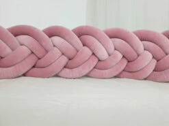 Double Tour De Lit Tressé Velours Rose