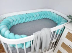 Tour De Lit Tressé Epis De Blé Velours Mint