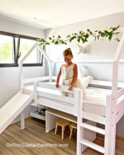Lit Maison Pilotis Avec Toboggan -GribouilleTa Chambre Soldes Magasin file 1250