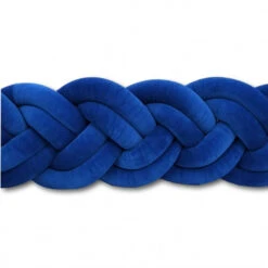 Double Tour De Lit Tressé Velours Bleu Roi