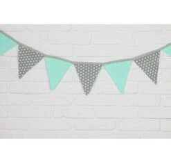 Guirlande De Fanions Mint & Gris
