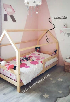 Lit Maison En Pin Naturel Avec Ou Sans Barrières -GribouilleTa Chambre Soldes Magasin file 1445