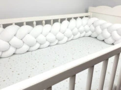 Tour De Lit Tressé 4 Grains Jersey De Coton Blanc