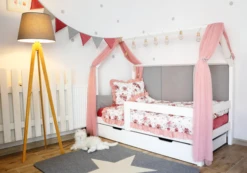 Lit Maison Avec Tiroir Blanc, Gris, Rose, Mint Ou Noir Avec Ou Sans Barrières -GribouilleTa Chambre Soldes Magasin file 16