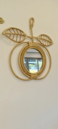 Joli Miroir En Rotin Grande Pomme