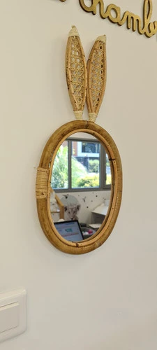 Joli Miroir En Rotin Lapin