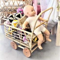 Chariot à Provisions Et Siège Poupon En Rotin