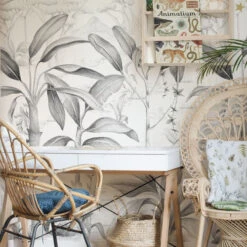 Papier Peint Jungle Noir & Blanc -GribouilleTa Chambre Soldes Magasin file 1899