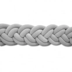 Double Tour De Lit Tressé Velours Gris Perle