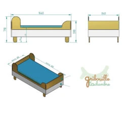 Lit Enfant 80x160 Teddy Blanc -GribouilleTa Chambre Soldes Magasin file 1988