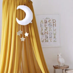 Grand Mobile Lune Nuit étoilée Blanc Et Or