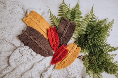 Décoration Murale De Feuilles Macramé Automne 5 Décoration Murale De Feuilles Macramé Automne – Image 3