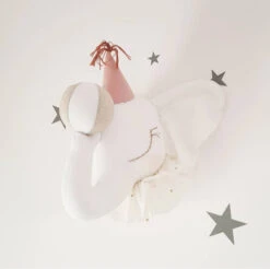 Trophée Mural Zarduf L'éléphant Jongleur Blanc Neige -GribouilleTa Chambre Soldes Magasin file 2373