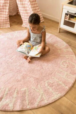 Tapis 100% Coton ABC Vintage Nude Rose Naturel -GribouilleTa Chambre Soldes Magasin file 2443