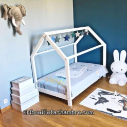 Lit MAISON Blanc, Gris, Rose, Mint Ou Noir Avec Ou Sans Barrières -GribouilleTa Chambre Soldes Magasin file 260