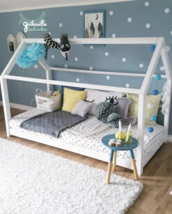 Lit MAISON Blanc, Gris, Rose, Mint Ou Noir Avec Ou Sans Barrières -GribouilleTa Chambre Soldes Magasin file 262