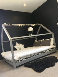 Lit MAISON Blanc, Gris, Rose, Mint Ou Noir Avec Ou Sans Barrières -GribouilleTa Chambre Soldes Magasin file 265