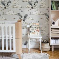 Papier Peint Le Vol Des Cigognes Nuages -GribouilleTa Chambre Soldes Magasin file 3053