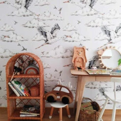 Papier Peint Le Vol Des Cigognes Nuages -GribouilleTa Chambre Soldes Magasin file 3054