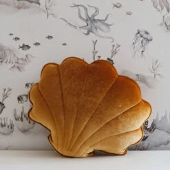 Coussin Décoratif En Velours Coquillage Cuivre Scintillant