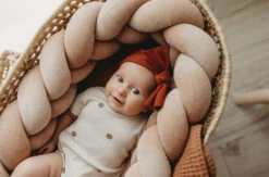 Tour De Lit Tressé 3 Grains Velours Uni Latte