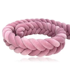 Tour De Lit Tressé Epis De Blé Velours Vieux Rose