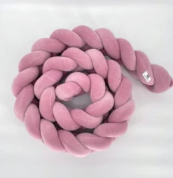 Tour De Lit Tressé Epis De Blé Velours Vieux Rose -GribouilleTa Chambre Soldes Magasin file 3286