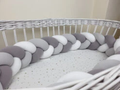 Tour De Lit Tressé 3 Grains Graphite Gris Blanc