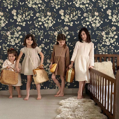 Papier Peint Trèfle Bleu Marine Innocence 4 Papier Peint Trèfle Bleu Marine Innocence – Image 2