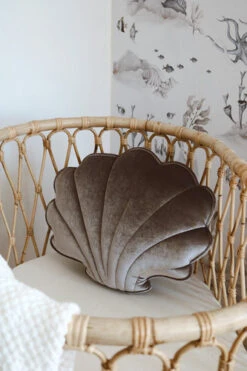 Coussin Décoratif En Velours Coquillage Gris Graphite Scintillant -GribouilleTa Chambre Soldes Magasin file 3397