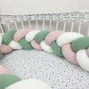 Tour De Lit Tressé 3 Grains Jersey Coton Rose Poudré Ombré Vert Et Blanc -GribouilleTa Chambre Soldes Magasin file 3464