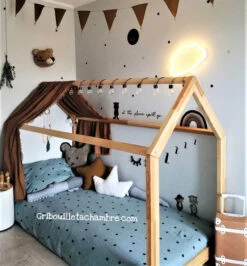 Lit Cabane En Hêtre Avec Ou Sans Barrières -GribouilleTa Chambre Soldes Magasin file 357