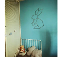 Sculpture Origami Lapin Gris