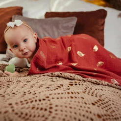 Beau Lange Couverture En Gaze De Coton Détails Or