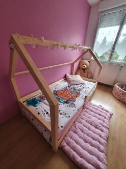 Lit Maison Avec Barrières En Pin Naturel Express -GribouilleTa Chambre Soldes Magasin file 532