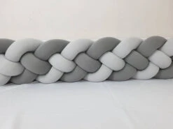 Tour De Lit Tressé 4 Grains Jersey De Coton Graphite Et Gris