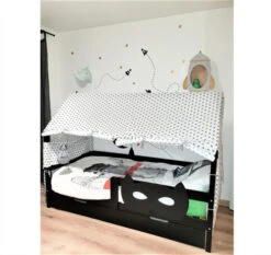 Lit Maison Avec Tiroir Blanc, Gris, Rose, Mint Ou Noir Avec Ou Sans Barrières -GribouilleTa Chambre Soldes Magasin file 599