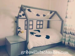 Lit Maison Avec Tiroir Blanc, Gris, Rose, Mint Ou Noir Avec Ou Sans Barrières -GribouilleTa Chambre Soldes Magasin file 604