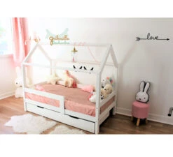 Lit Maison Avec Tiroir Blanc, Gris, Rose, Mint Ou Noir Avec Ou Sans Barrières -GribouilleTa Chambre Soldes Magasin file 605