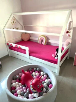 Lit Maison Avec Tiroir Blanc, Gris, Rose, Mint Ou Noir Avec Ou Sans Barrières -GribouilleTa Chambre Soldes Magasin file 606