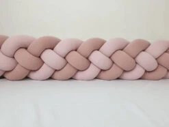 Tour De Lit Tressé 4 Grains Jersey De Coton Rose Et Vieux Rose