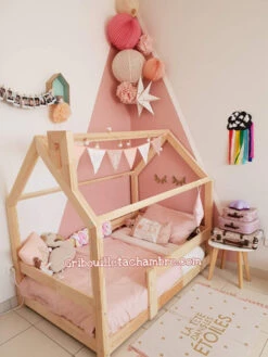 Lit Maison Avec Cheminée En Pin Naturel Avec Ou Sans Barrières -GribouilleTa Chambre Soldes Magasin file 667