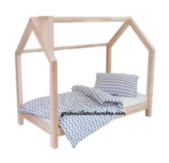 Lit Maison Avec Cheminée En Pin Naturel Avec Ou Sans Barrières -GribouilleTa Chambre Soldes Magasin file 674