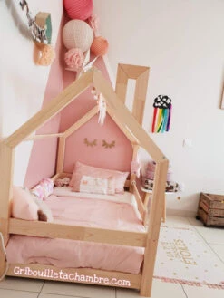 Lit Maison Avec Cheminée En Pin Naturel Avec Ou Sans Barrières -GribouilleTa Chambre Soldes Magasin file 677