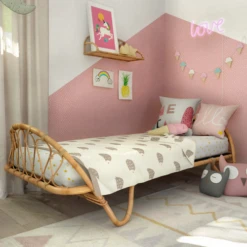 Lit Corbeille En Canne Naturelle Avec Sommier