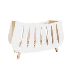 Lit Bébé Trapèze - Blanc Et Bois De Chêne