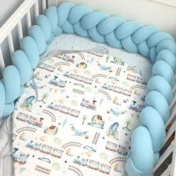 Tour De Lit Tressé 3 Grains Babyblue