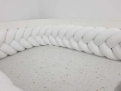 Tour De Lit Tressé Epis De Blé Velours Blanc