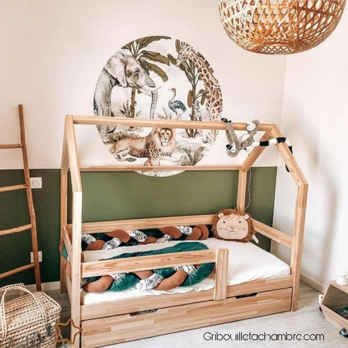 Lit Maison Avec Tiroir Bois Naturel Avec Ou Sans Barrières 10 Lit Maison Avec Tiroir Bois Naturel Avec Ou Sans Barrières – Image 8